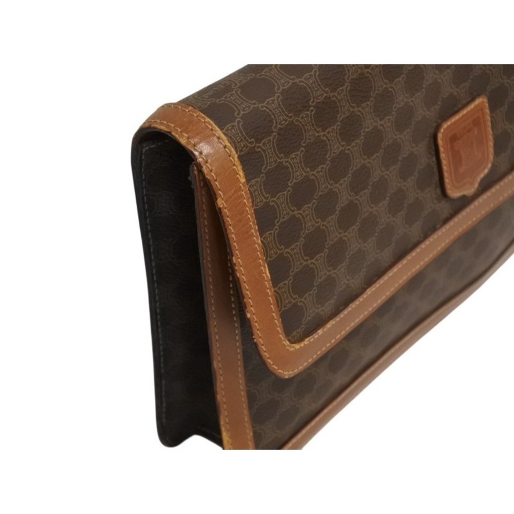 CELINE Clutch Bag Macadam Brown Leather - Picture 4 of 9